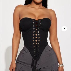 Fashion Nova Black Lace-Up Bodysuit